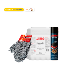 Manopla microfibra para auto + Limpcar + Jimo Silicona Aerosol